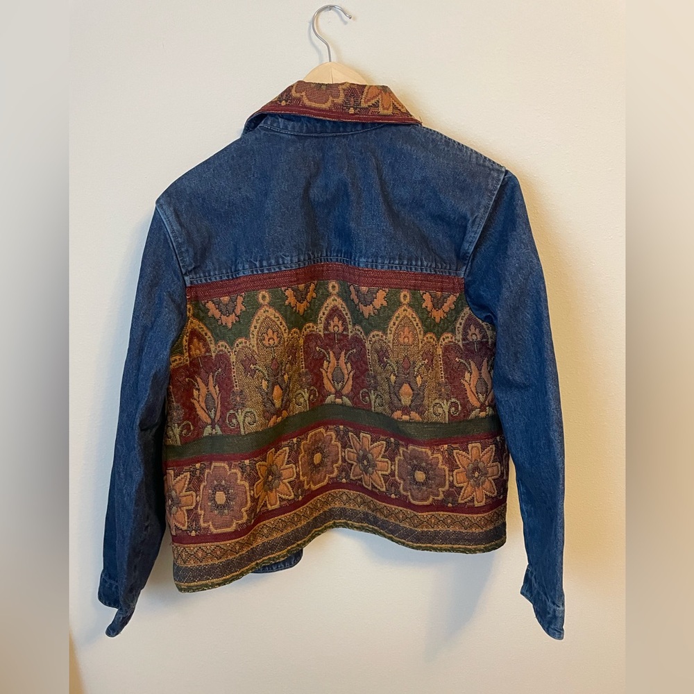 Coldwater Creek - Blue Denim Floral Tapestry Jacket - Size PL - Picture 4 of 6